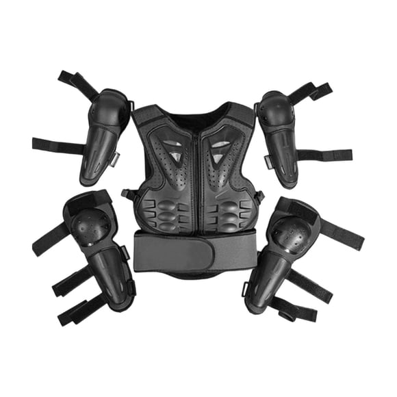 Traje de protección para niños para motocicleta, equipo de protección para montar, protector transpirable, equipo para adolescentes para carreras de Negro