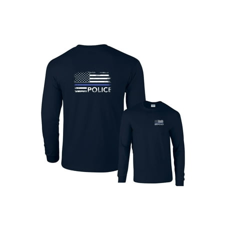 Sleeve Flag Shirt - Thin Blue Line Police USA Flag Long Sleeve T-Shirt
