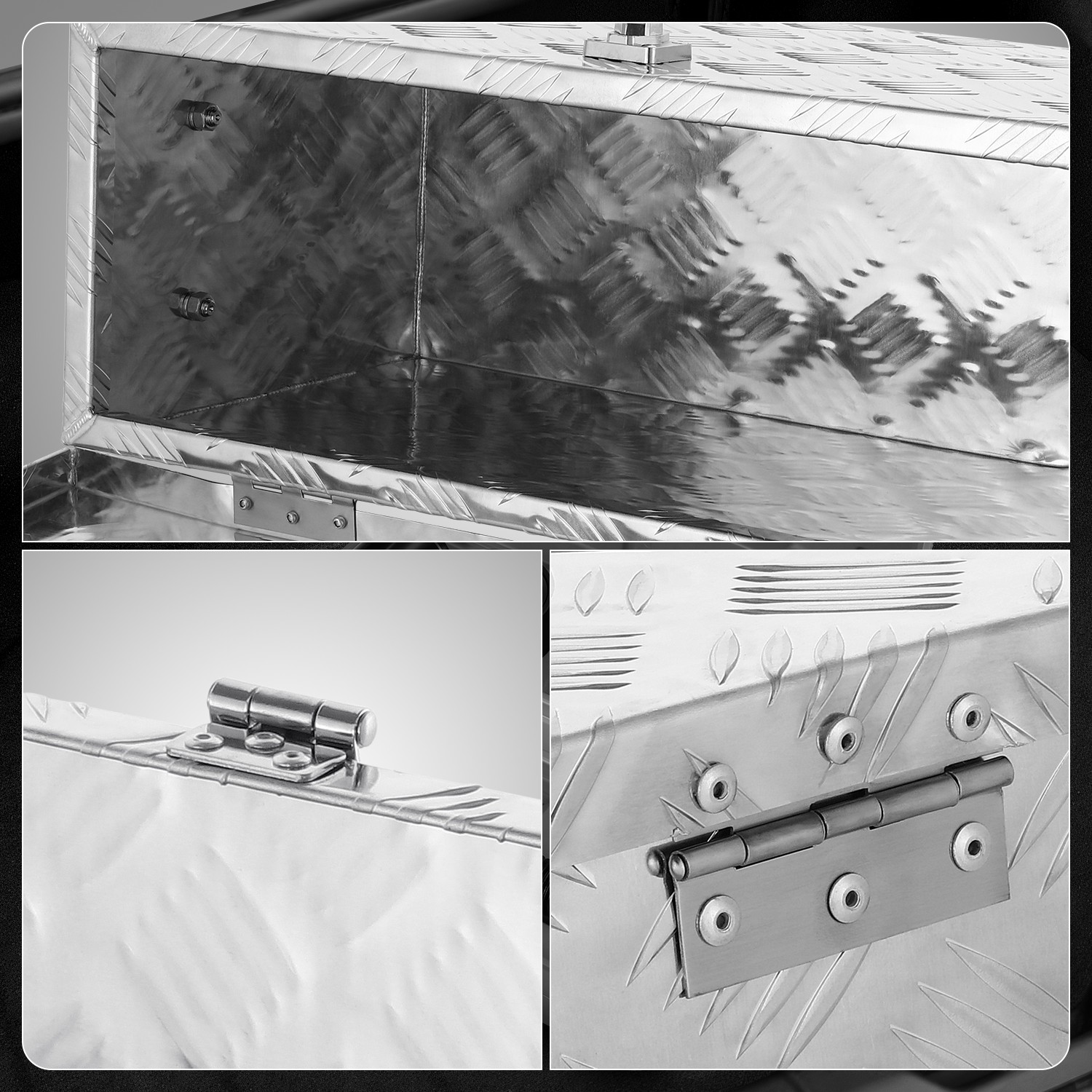DNA Motoring 27.2"x9.4"x12.6" Aluminum Pickup Truck Trailer Trunk Bed Tool Storage Box w/ Side Handle