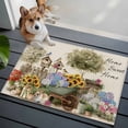 thumbnail image 4 of Spring Flowers Bathroom Rug Washable 2x3 Entryway Rug Non Slip Farmhouse Hydrangea Sunflowers Bunny on Linen Front Door Mat Low Pile Indoor Doormat Throw Floor Carpet for Kitchen Bedroom Entrance, 4 of 8