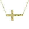 American Designs 10kt Solid Yellow Gold Sideways Cross Necklace 3 Dimensional (3D) 18" Chain