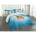thumbnail image 3 of Ambesonne Shark Quilted Bedspread Set 3 Pcs, Little Fish Wearing Fin, Queen Size, Violet Blue Grey Orange, 3 of 5