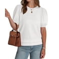 thumbnail image 5 of Ronuti Women's Puff Short Sleeve Sweater Tops 2026 Summer Fall Trendy Knit Crew Neck Casual T Shirts Blouses, 5 of 9