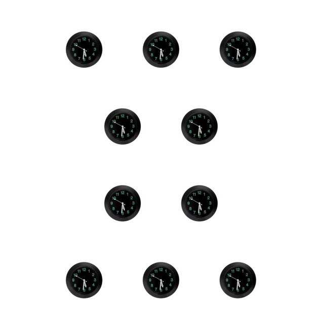 Speravity Reloj de ventilación de coche resistente al desgaste, reloj de salpicadero de coche, reloj de automóvil, accesorios de coche para Negro 10piezas