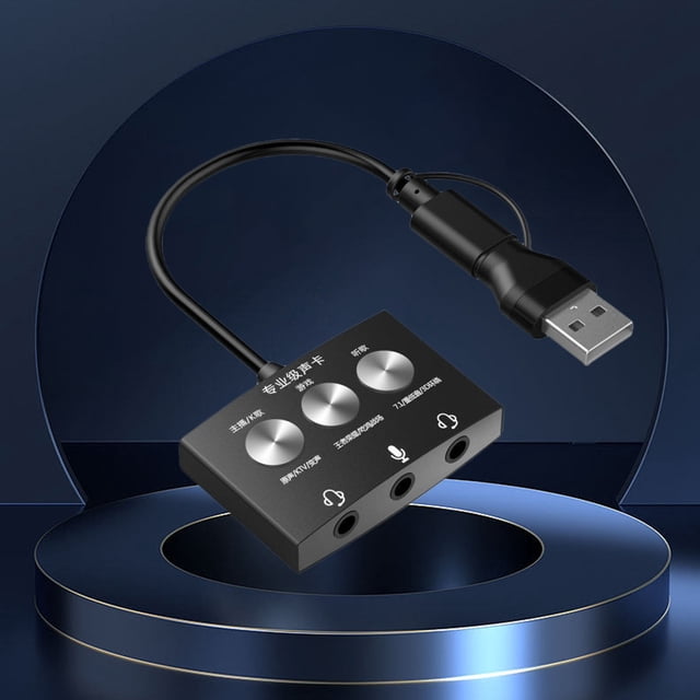 Tarjeta De Sonido Usb Tipo C Adaptador de sonido USB externo Plug and Play con conector de micrófono AUX para PC móvil Karaoke