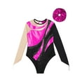 thumbnail image 3 of TSSOE Kids Girls Shiny Rhinestone Mesh Long Sleeve Gymnastics Leotard Tumbling Ballet Dance Bodysuit and Hair Band Set Hot Pink 10, 3 of 5