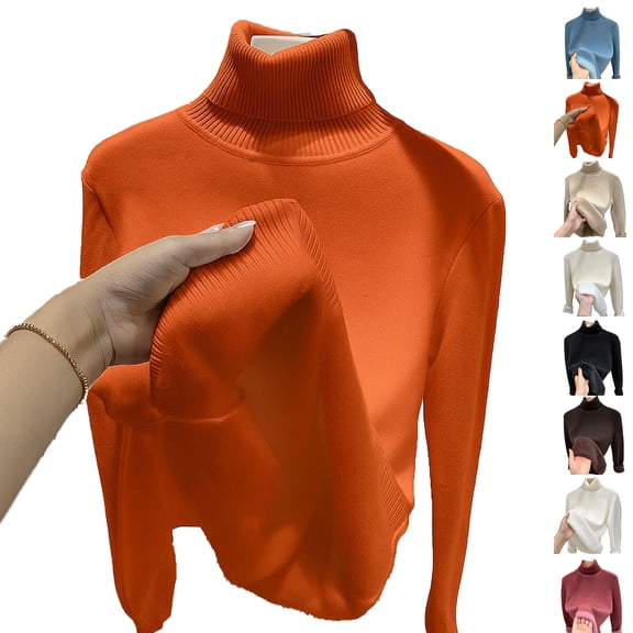YHAJDS Women Fall Winter Sleepwear,Thermal Homewear For Women,Sleepwear With Built In Bra,Solid Color Turtleneck Fleece Lined Versatile Inner Wear Knitted Base Layer Top For Fall And Winter