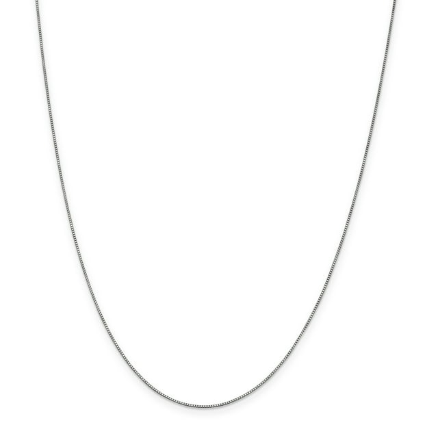Chaîne de Boîte en Or Blanc 14K 0.70mm avec Attrape Lobster 14 Pouces