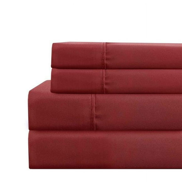 Benzara BM202120 Lanester Polyester Twin Size Sheet Set&#44; Red - 3 Piece