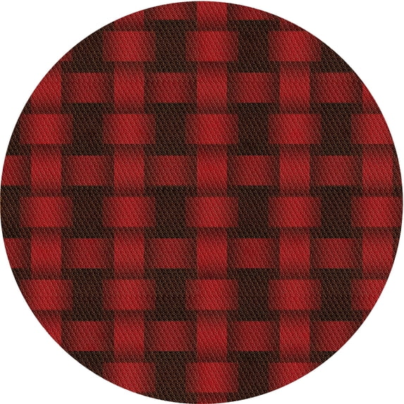 Ahgly Company Machine Washable Indoor Round Transitional Red Area Rugs, 7' Round