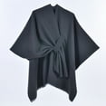 thumbnail image 2 of Stichou Women's Elegant Shawl Wraps Soft Open Front Poncho Sweater for Spring Fall Winter Black, 2 of 3