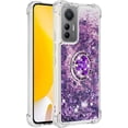 thumbnail image 3 of Glitter Clear Sparkly Bling Case for Xiaomi 12 Lite, Rugged Shockproof Flowing Liquid Floating Cover for Women with Ring Holder Phone Case for Xiaomi 12 Lite  Purple, 3 of 14