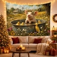 thumbnail image 3 of Piglet with Ducklings in Farmhouse Meadow, Nostalgic Farmhouse for Animal Lovers, Nursery Wall Art Decor, Birthday Gift, Tapestry Wall Hanging for Nursery and Bedroom, 3 of 7