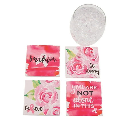

Pink Ribbon Coasters - Home Decor - 4 Pieces