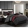 thumbnail image 3 of Nanshing CORELL7-Q Corell Collection Bedroom Comforter Complete 7 Piece Set, Queen, Black/Red, 3 of 4