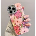 thumbnail image 3 of 3D Gemstone Oil Painting Flower Bling Diamond Camera Lens Protector Soft  for iPhone Case (Pink,iPhone 12 Pro Max), 3 of 5