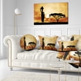 thumbnail image 3 of Designart African Woman and Lonely Tree - African Landscape Printed Throw Pillow - 12x20, 3 of 5