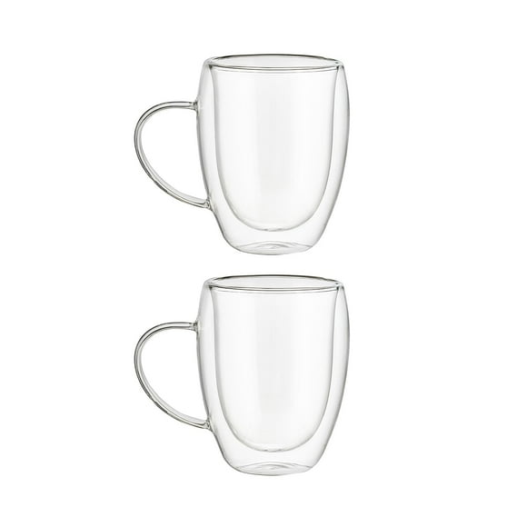 Juego de 2 Tazas Termicas Doble Pared de Vidrio de Borosilicato 350ml. Ideal para Bebidas Calientes, Apto para Microondas