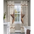 thumbnail image 4 of Western Texas Star Retro Sheer Curtains 63 Inch Length 2 Panels Set for Living Room/Bedroom, Country Farmhouse Gray Wood Grain Kitchen Curtains Grommet Semi-Sheer Curtains Window Treatments 42"x63"x2, 4 of 7