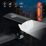 MDHAND 2Pack Bike Lights, 3 Lights Modes USB Rechargeable Bike Headlight & Taillight Set, Waterproof Safety Bike Front & Rearlight for Road, Mountain, Night Riding