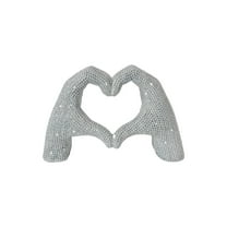 Eqiqhoxyi Heart-Hand Figure European Style Glitter Beaded Statue Decor - Pink/Gold/Silver Home Romantic Ornament for Valentine’s Day, Christmas & Living Room Gift,Silver