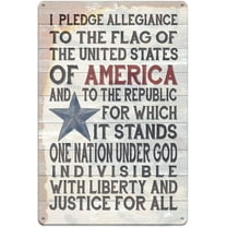 Tin Sign Metal, I Pledge Allegiance Patriotic Poster Rustic Wood, Posters for The Wall, Wall Art, 12x8 Inch Vintage Sign