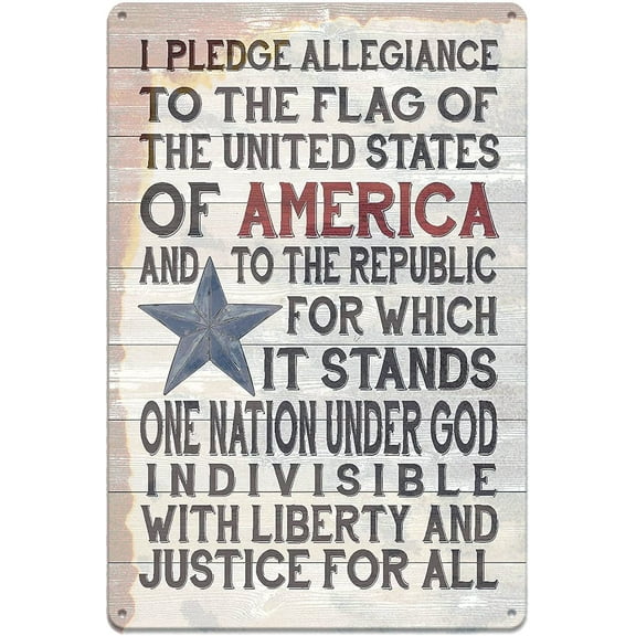 Tin Sign Metal, I Pledge Allegiance Patriotic Poster Rustic Wood, Posters for The Wall, Wall Art, 12x8 Inch Vintage Sign
