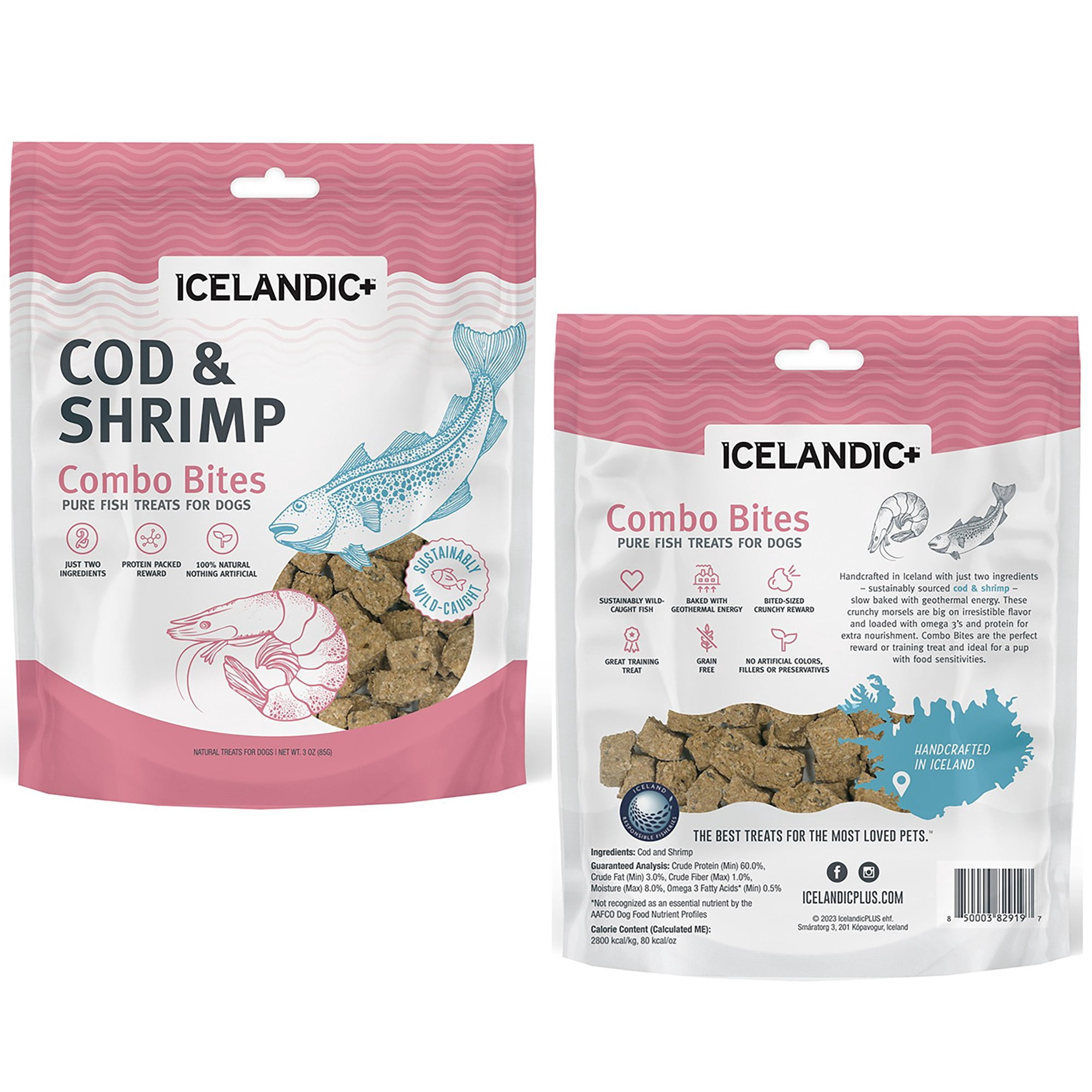 Icelandic+ Cod & Shrimp Combo Bites Dog Treat 3.0-oz Bag