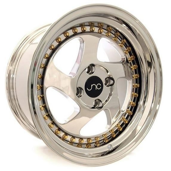 For 18x8.5 inch (1 Single Wheel Only) JNC Wheels - 18" JNC034 Platinum Gold Rivet Rim - 5x114.3 JNC Wheels-29826437132