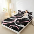 thumbnail image 4 of Manfei Geometric Circle Queen Sheet Sets 4 Pieces, Black Pink White Flat Sheet, Modern Abstract Art Queen Fitted Sheet, Super Cozy Room Decor, 4 of 7