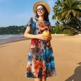 thumbnail image 4 of Balery 3D Butterfly Vestidos sueltos de manga corta para mujer, vestidos de verano 2025, vestidos casuales de corte A con vuelo., 4 of 6
