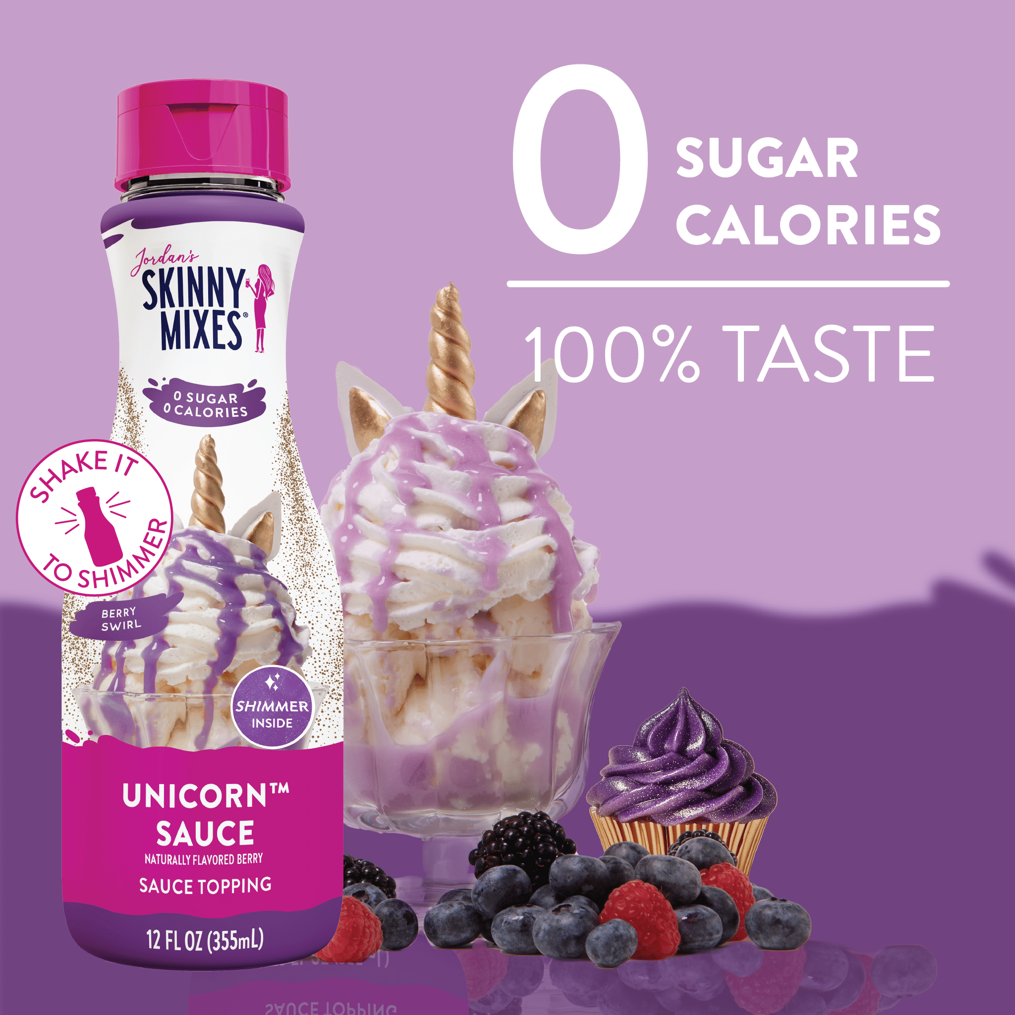 Jordan's Skinny Mixes, Unicorn Sauce Topping,  Purple (12 fl oz)