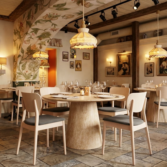 Kellua Dining Chair Gray & Natural Dining Chair, Modern Style, Rubberwood leg, Rubberwood, Indoor Dining