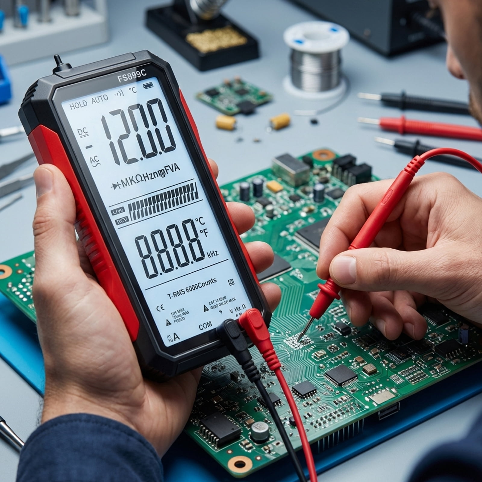 JAMCORAX USB Rechargeable Digital Multimeter with Large Screen,6000 Counts True RMS,Smart Digital Voltmeter for Automotive,Home and Industrial Use