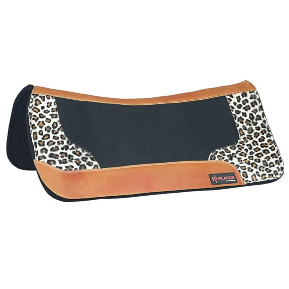 Hilason Western Wool Felt Horse Saddle Pad With Cheetah Print Leather