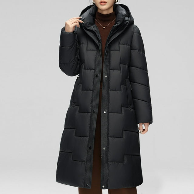 Parkas de manga larga para mujer, abrigo con capucha y costura ondulada para otoño e invierno, abrigo hasta la rodilla de longitud media, abrigo de manga larga para mujer