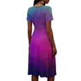 thumbnail image 6 of Minjewel Women's Shift Dress with Short Sleeve V-Neck - Bohemian Summer Dress, Loose Flowy Beach Party Outfit, Solid Color Comfy Vacation Mini Dress,Dark Purple,L, 6 of 6