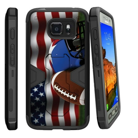 Samsung Galaxy [ S7-ACTIVE model] G891A Dual Layer Shock Resistant MAX DEFENSE Heavy Duty Case with Built In Kickstand - USA Flag