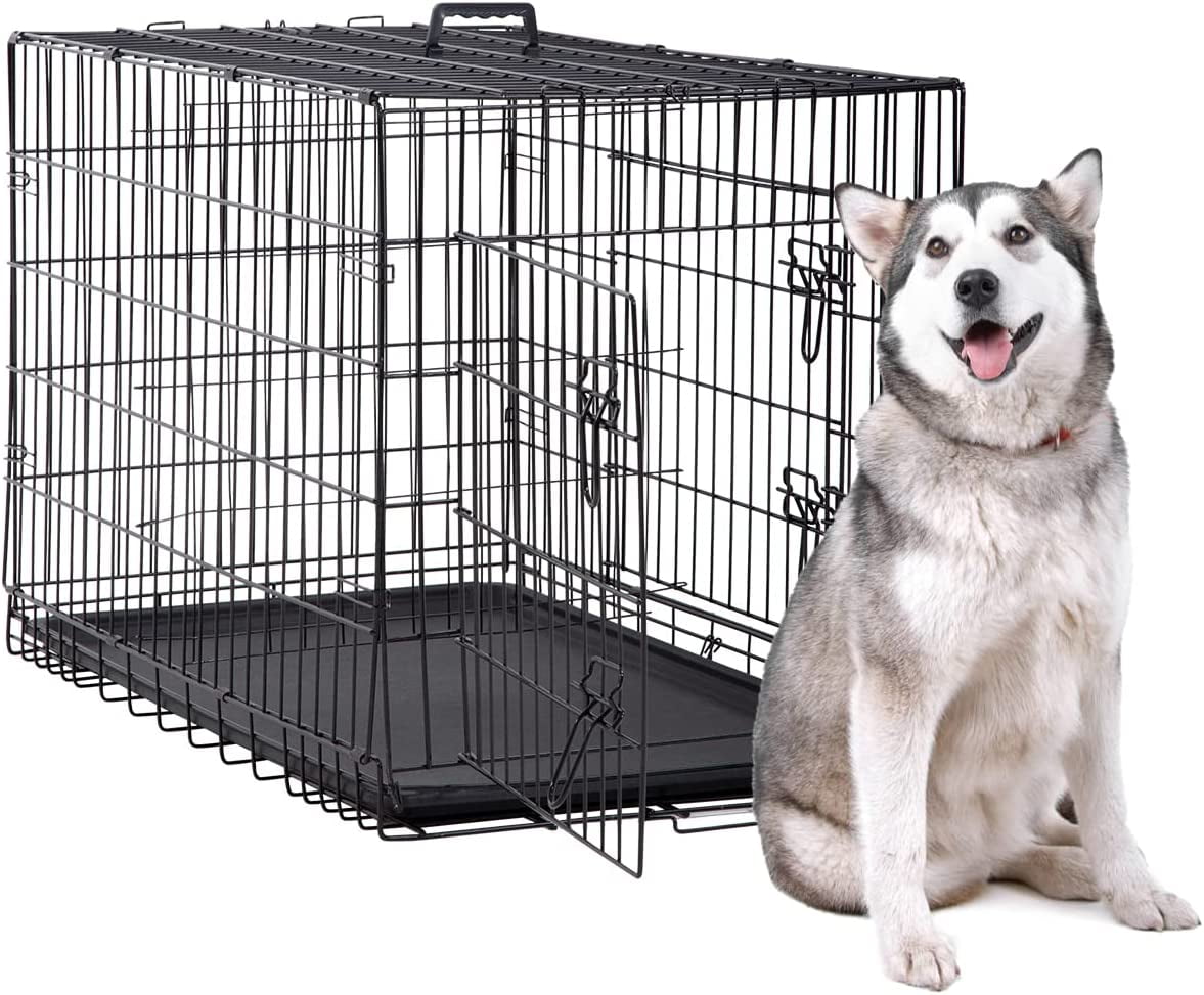XL Large Dog Crate 42 Inch Folding Dog Cage Metal Wire Crates Pet Animal Segregation Cage Crate
