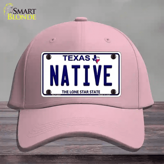 Native Texas White Novelty License Plate Hat Cotton Pink