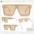 thumbnail image 2 of Squared Mobster Mafia Oversize Rectangular Sunglasses Ivory - Beige, 2 of 8