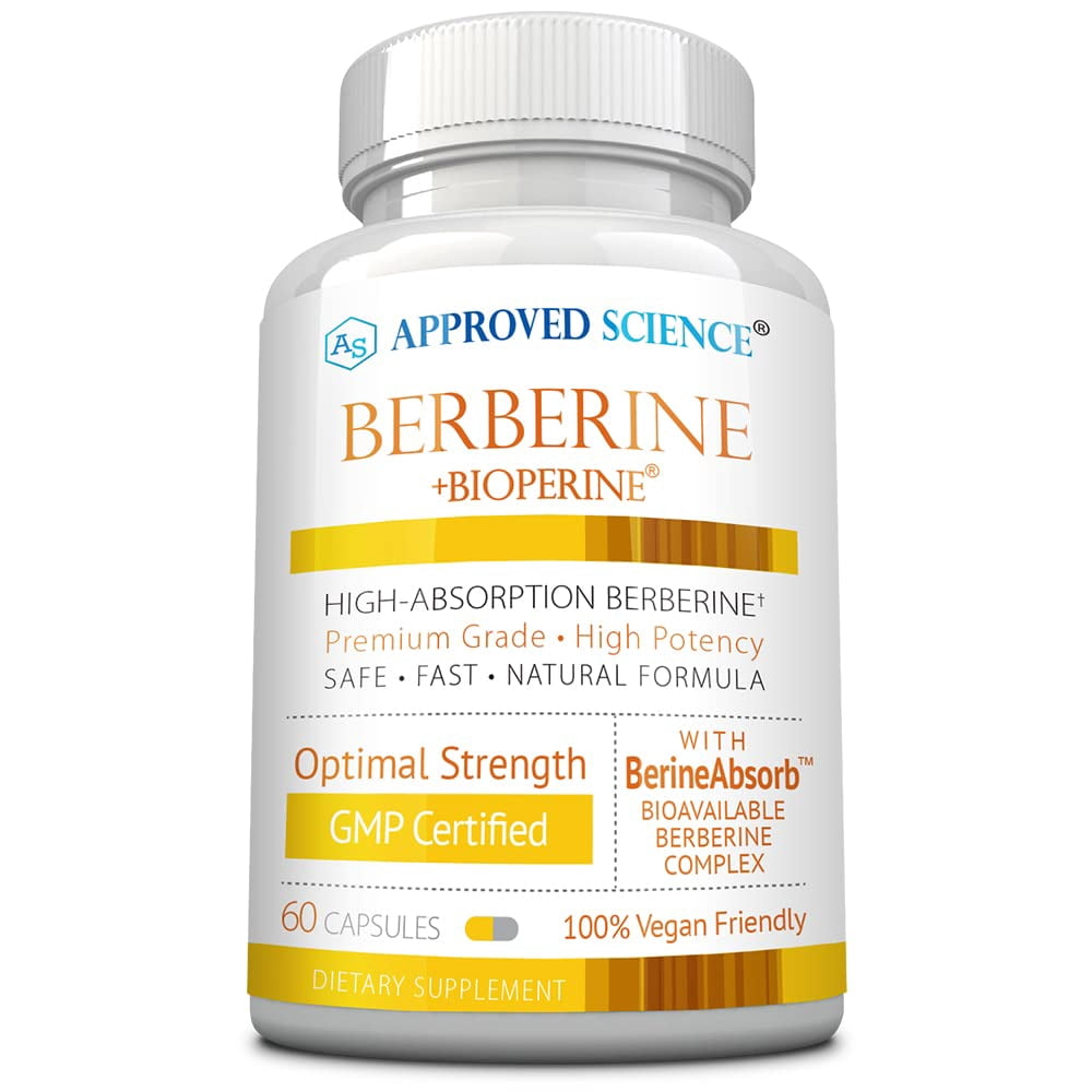 Approved Science Berberine - with BioPerine - 1000 mg High Absorption Berberine - 60 Capsules - 1 Month Supply - Vegan