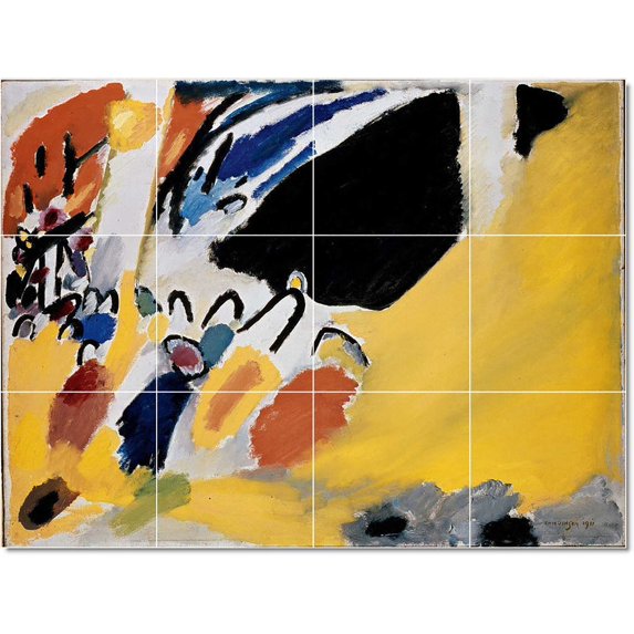 Ceramic Tile Mural-Wassily Kandinsky Abstract Painting 44. 32" w x 24" h using (12) 8 x 8 ceramic tiles