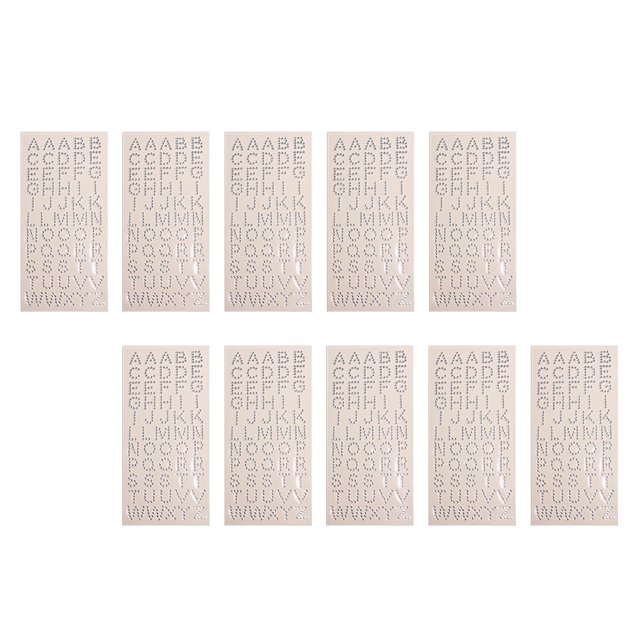 10 Sheets English Letters Sticker Adhesive Ornament Numbers Decals Three-dimensional Acrylic Label Gift Computer Supply Rhinestone Letters