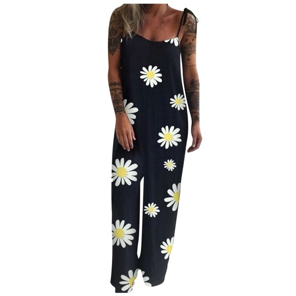 Jumpsuit Fall Jumpsuit Women Plus Size Fashion Loose Floral Printed Sleeveless Jumpsuits Sales Today Clearance