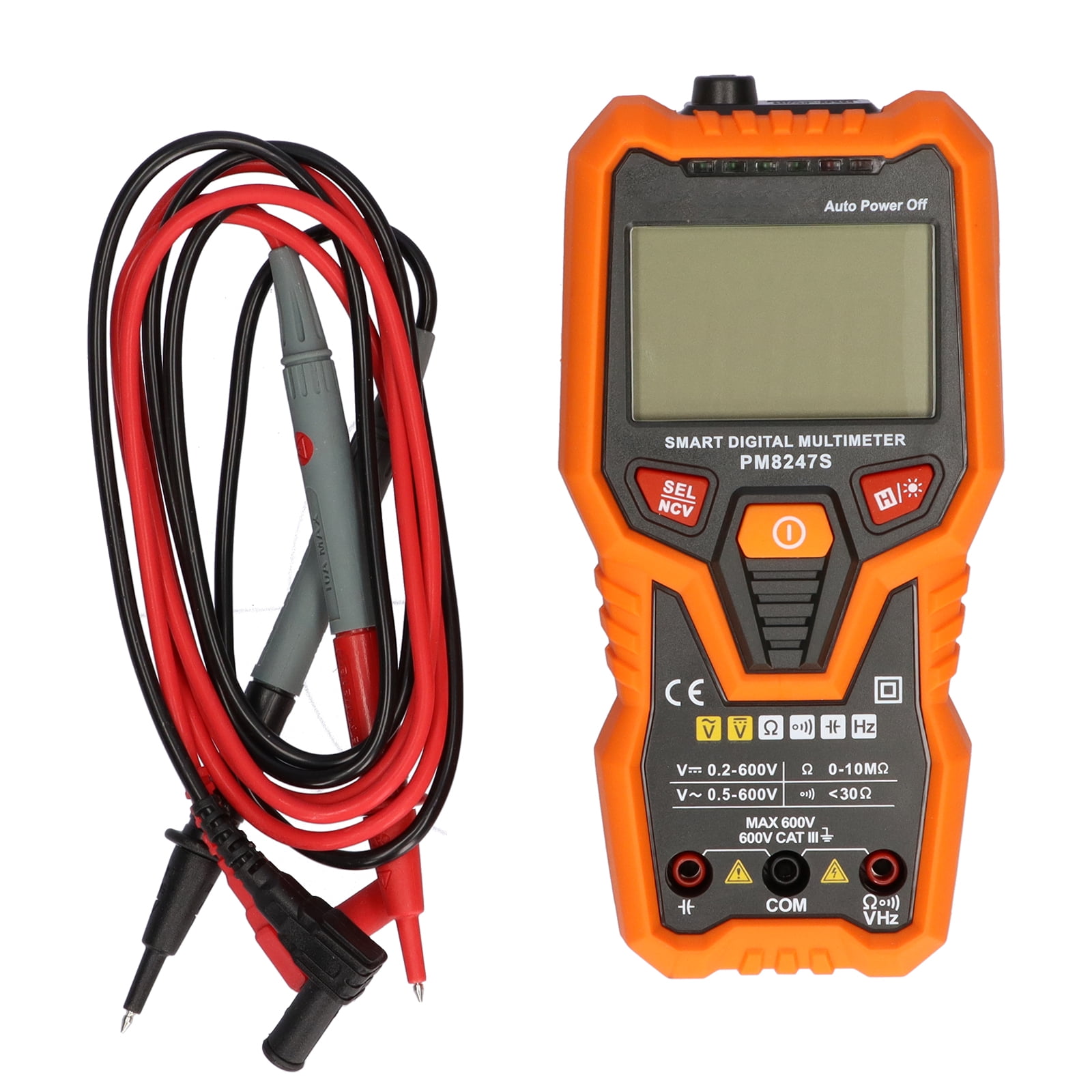 Digital Meter Multimeter,PEAKMETER PM8248S Auto Ranging Handheld Digital NCV Multimeter Resistance Temperature Tester 