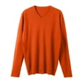thumbnail image 4 of Men's V-Neck Knit Sweater Casual Long Sleeve Slim Fit Sweaters Comfortable Thermal Pullover Shirts, Orange, L, 4 of 6