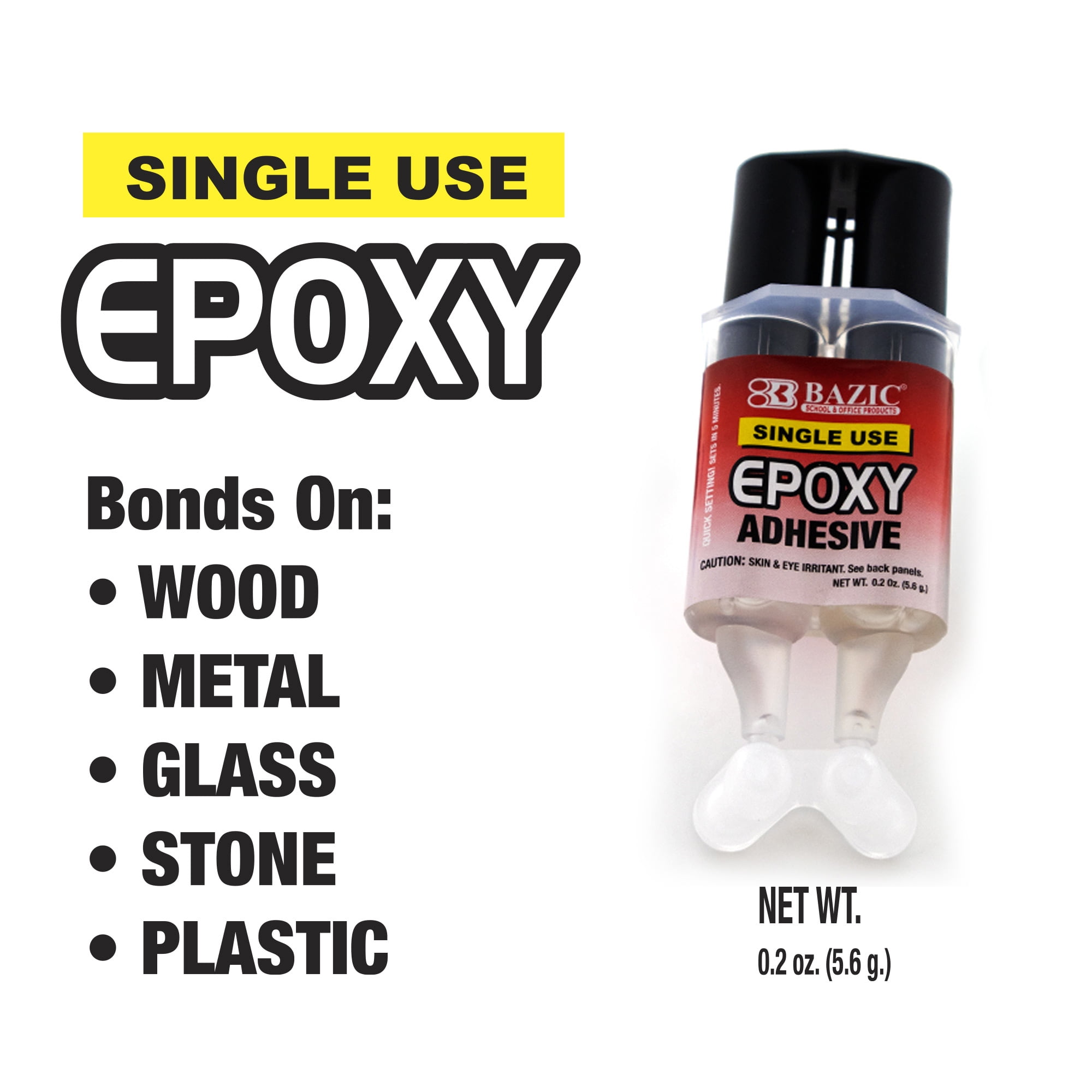 BAZIC Epoxy Glue Syringe Applicator 0.2Oz/5.6g Bond Wood Metal Glass Stone, 24-Pack