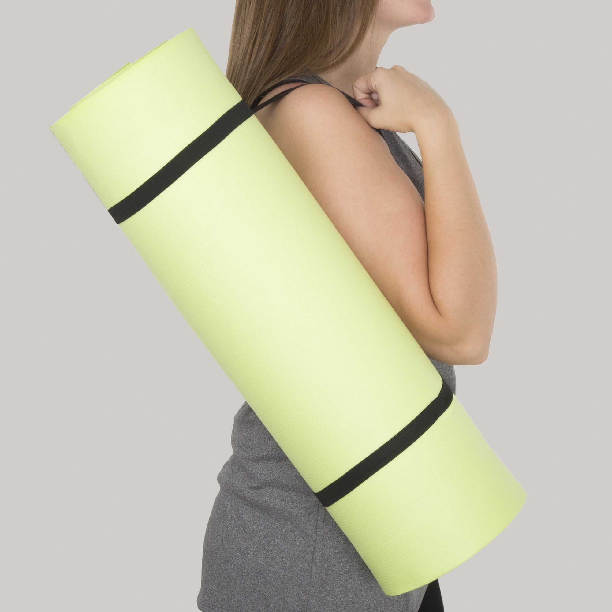 Trademark Games Extra Thick 72" x 24" Black Exercise Mat with Carrying Strap