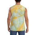 thumbnail image 4 of Fotbe Men's Yellow With Teal Marble Print Men's Sleeveless Muscle Tank Tops Casual T-Shirts for Gym Workout Beach-3X-Large, 4 of 8